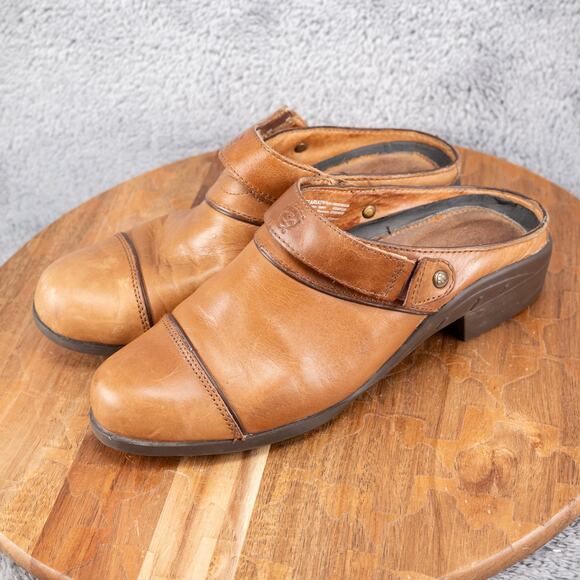 ARIAT womens size 7.5 B brown leather slingback adjustable comfort casual clogs - Picture 3 of 6